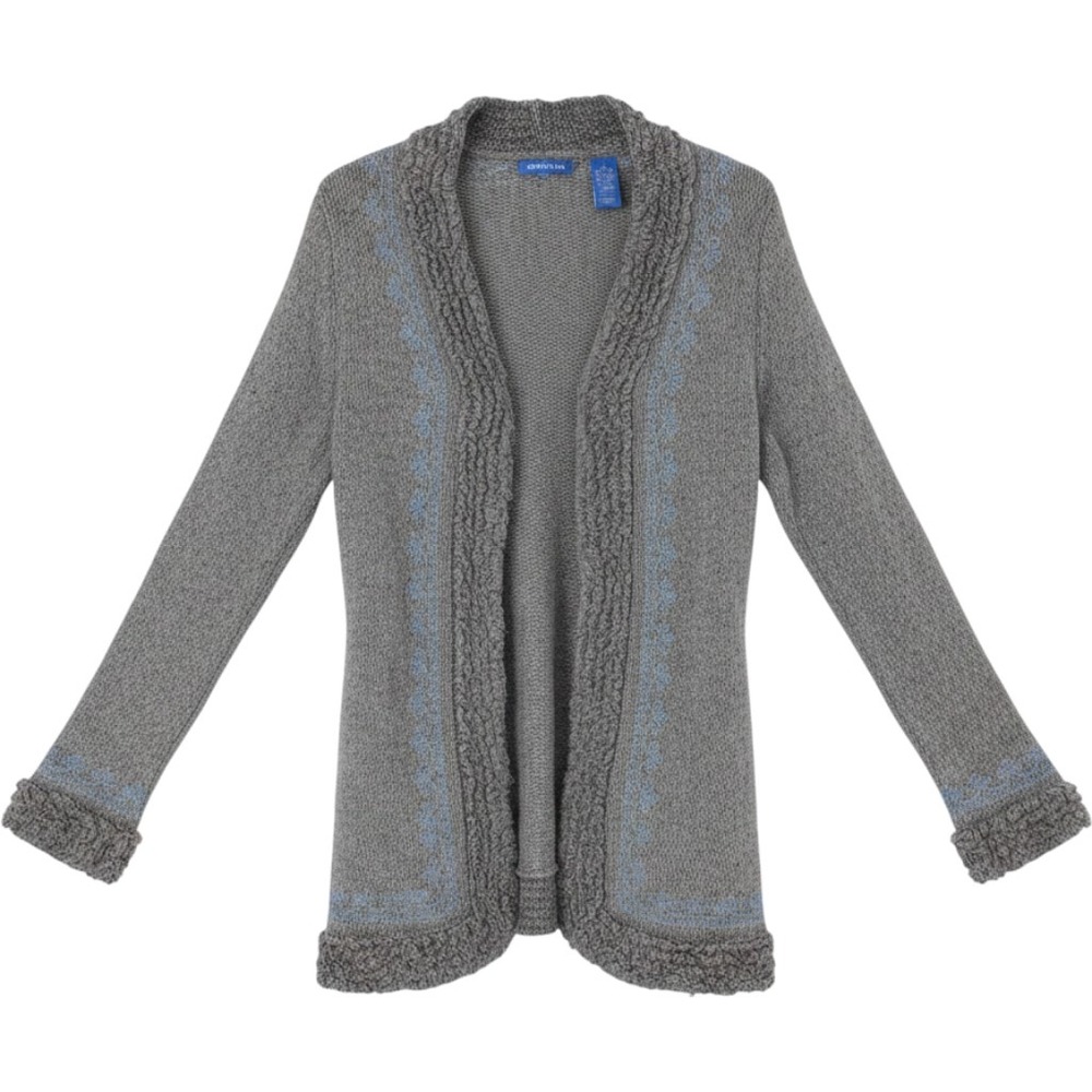 dELiA*s Y2K Embroidered Cardigan L Grey Twee Quirky Boho Indie Sleaze Eclectic